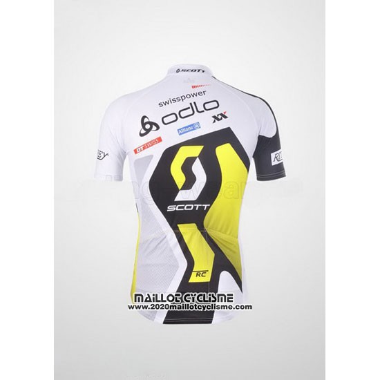2012 Maillot Ciclismo Scott Blanc et Jaune Manches Courtes et Cuissard