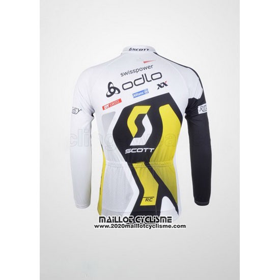 2012 Maillot Ciclismo Scott Blanc et Jaune Manches Longues et Cuissard