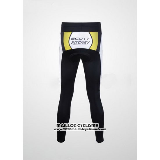 2012 Maillot Ciclismo Scott Blanc et Jaune Manches Longues et Cuissard