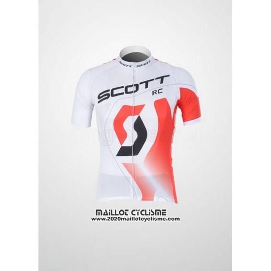 2012 Maillot Ciclismo Scott Blanc et Rouge Manches Courtes et Cuissard
