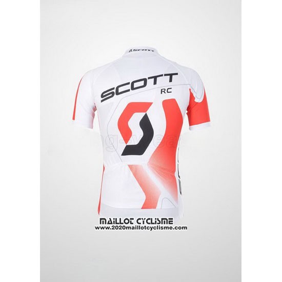 2012 Maillot Ciclismo Scott Blanc et Rouge Manches Courtes et Cuissard