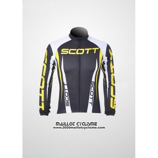 2012 Maillot Ciclismo Scott Gris et Jaune Manches Longues et Cuissard
