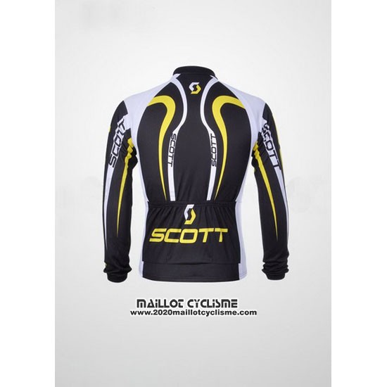 2012 Maillot Ciclismo Scott Gris et Jaune Manches Longues et Cuissard