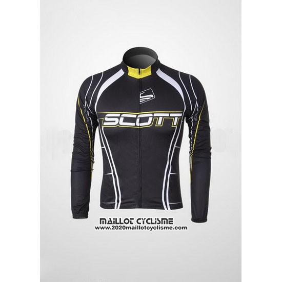 2012 Maillot Ciclismo Scott Noir et Blanc Manches Longues et Cuissard