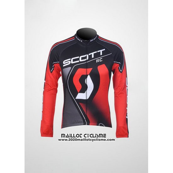 2012 Maillot Ciclismo Scott Noir et Rouge Manches Longues et Cuissard
