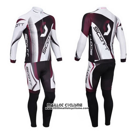 2013 Maillot Ciclismo Scott Blanc et Fuchsia Manches Longues et Cuissard