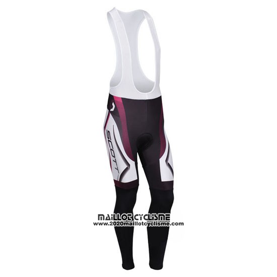 2013 Maillot Ciclismo Scott Blanc et Fuchsia Manches Longues et Cuissard