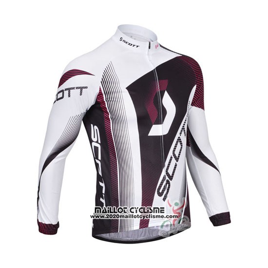 2013 Maillot Ciclismo Scott Blanc et Fuchsia Manches Longues et Cuissard