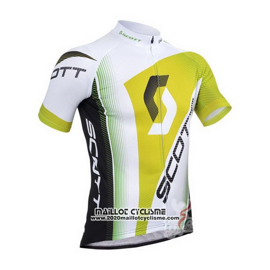 2013 Maillot Ciclismo Scott Blanc et Jaune Manches Courtes et Cuissard