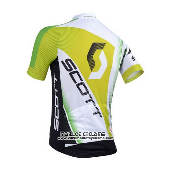 2013 Maillot Ciclismo Scott Blanc et Jaune Manches Courtes et Cuissard
