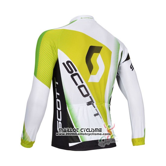 2013 Maillot Ciclismo Scott Blanc et Jaune Manches Longues et Cuissard