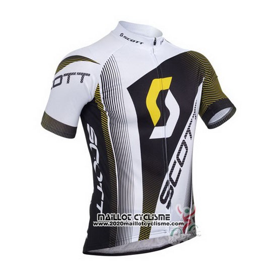 2013 Maillot Ciclismo Scott Blanc et Noir Manches Courtes et Cuissard