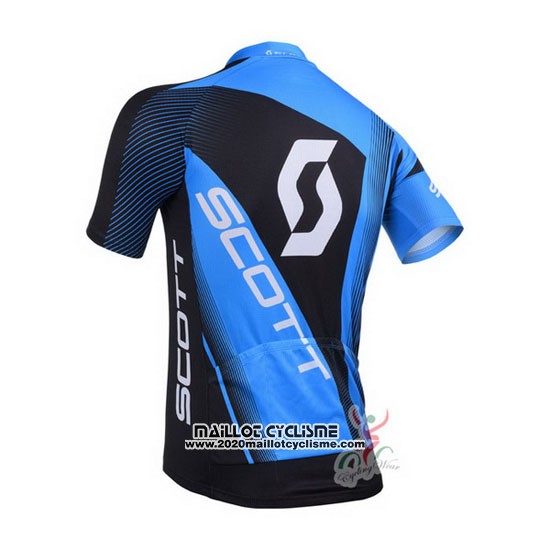 2013 Maillot Ciclismo Scott Bleu et Noir Manches Courtes et Cuissard