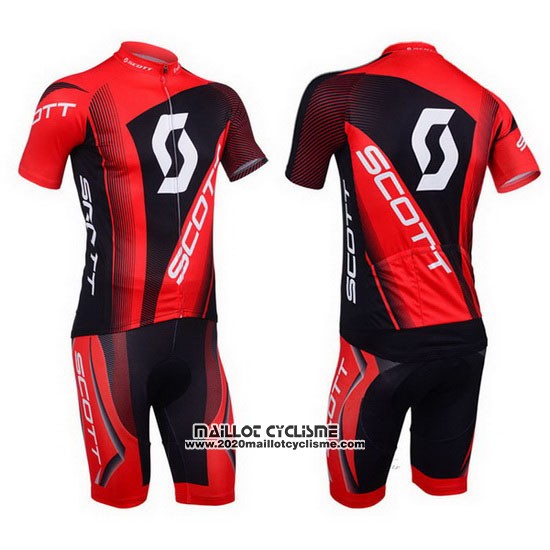 2013 Maillot Ciclismo Scott Noir et Rouge Manches Courtes et Cuissard