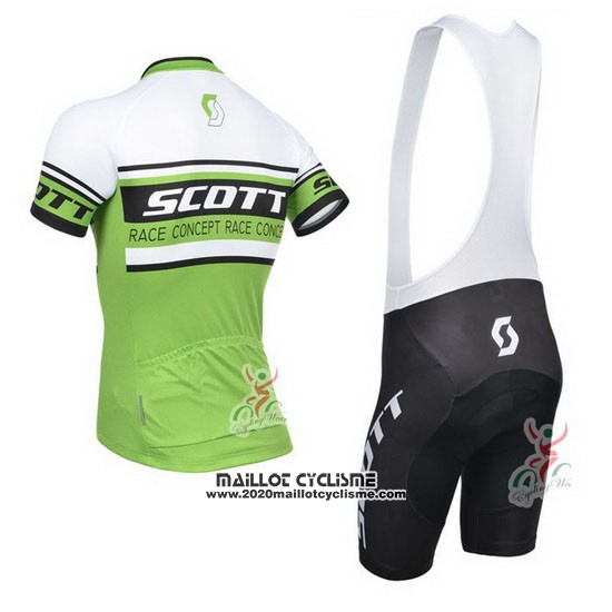2014 Maillot Ciclismo Scott Blanc et Vert Manches Courtes et Cuissard