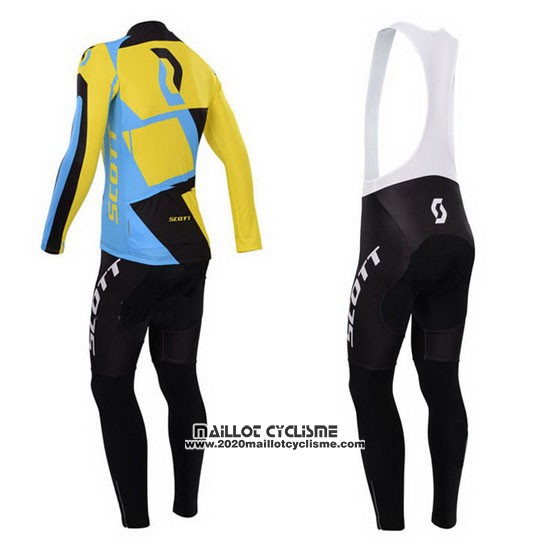 2014 Maillot Ciclismo Scott Jaune et Noir Manches Longues et Cuissard