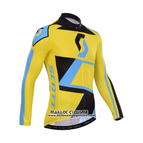 2014 Maillot Ciclismo Scott Jaune et Noir Manches Longues et Cuissard