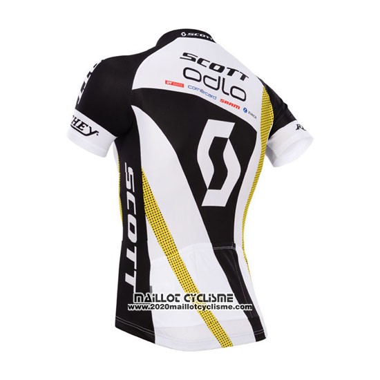 2014 Maillot Ciclismo Scott Noir et Blanc Manches Courtes et Cuissard