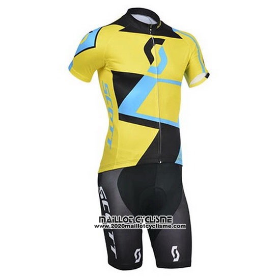 2014 Maillot Ciclismo Scott Noir et Jaune Manches Courtes et Cuissard