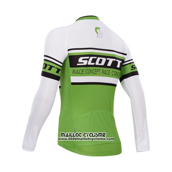 2014 Maillot Ciclismo Scott Vert et Blanc Manches Longues et Cuissard