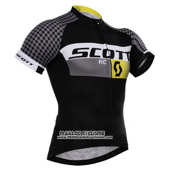 2015 Maillot Ciclismo Scott Blanc et Noir Manches Courtes et Cuissard