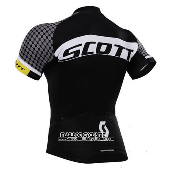 2015 Maillot Ciclismo Scott Blanc et Noir Manches Courtes et Cuissard