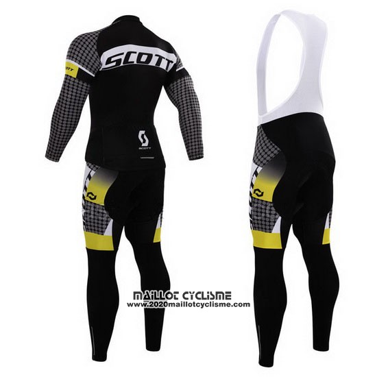 2015 Maillot Ciclismo Scott Blanc et Noir Manches Longues et Cuissard