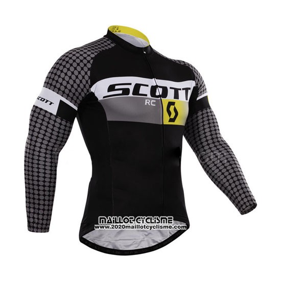 2015 Maillot Ciclismo Scott Blanc et Noir Manches Longues et Cuissard
