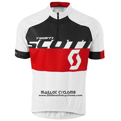 2016 Maillot Ciclismo Scott Blanc Rouge Manches Courtes et Cuissard