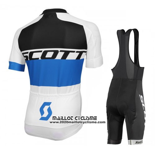 2016 Maillot Ciclismo Scott Blanc et Bleu Manches Courtes et Cuissard
