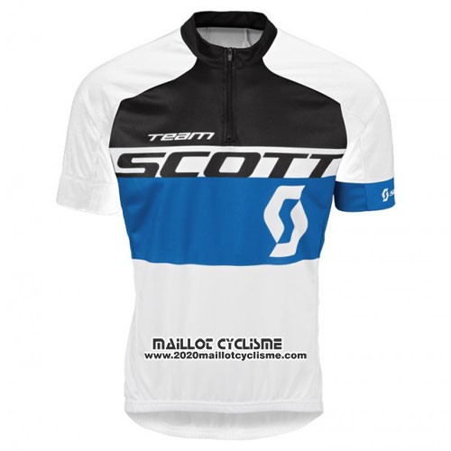 2016 Maillot Ciclismo Scott Blanc et Bleu Manches Courtes et Cuissard