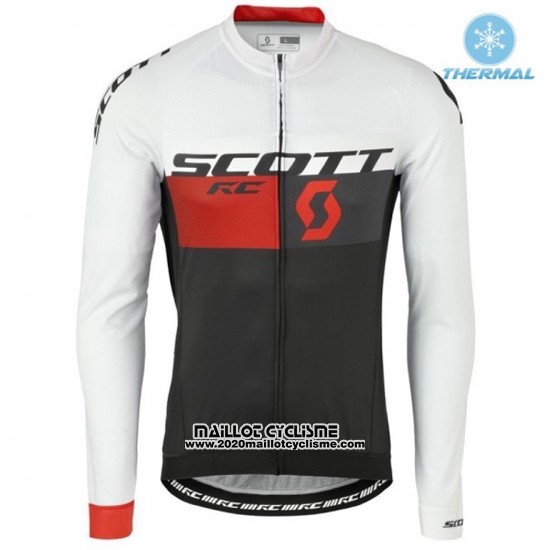 2016 Maillot Ciclismo Scott Blanc et Rouge Manches Longues et Cuissard