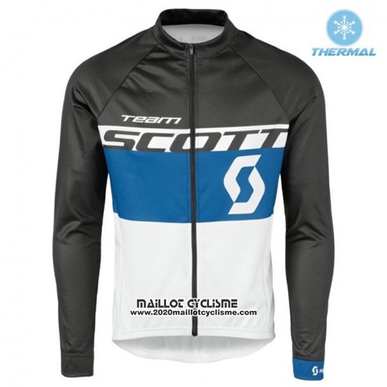 2016 Maillot Ciclismo Scott Bleu et Blanc Manches Longues et Cuissard