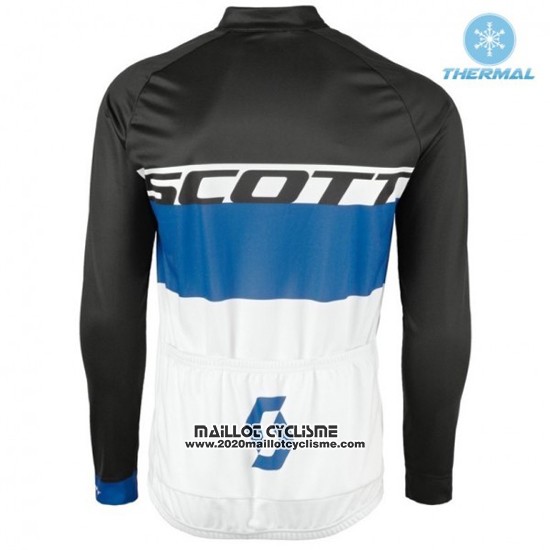 2016 Maillot Ciclismo Scott Bleu et Blanc Manches Longues et Cuissard