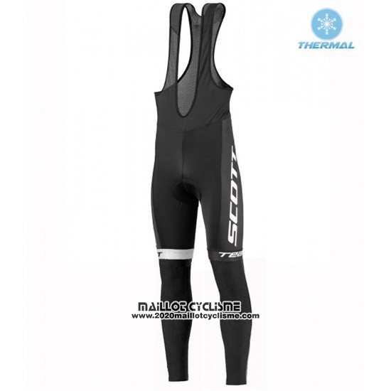 2016 Maillot Ciclismo Scott Bleu et Blanc Manches Longues et Cuissard