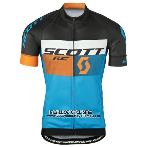 2016 Maillot Ciclismo Scott Bleu et Noir Manches Courtes et Cuissard