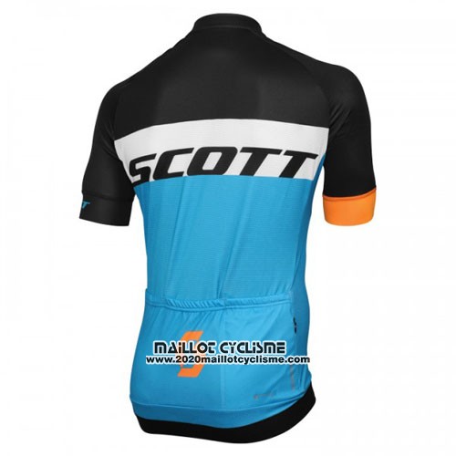 2016 Maillot Ciclismo Scott Bleu et Noir Manches Courtes et Cuissard