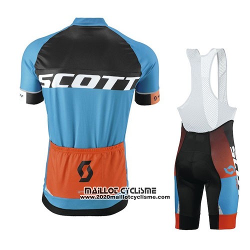 2016 Maillot Ciclismo Scott Bleu et Orange Manches Courtes et Cuissard