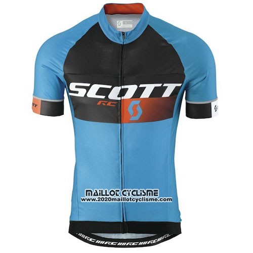 2016 Maillot Ciclismo Scott Bleu et Orange Manches Courtes et Cuissard