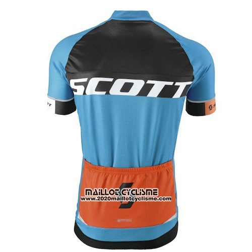 2016 Maillot Ciclismo Scott Bleu et Orange Manches Courtes et Cuissard