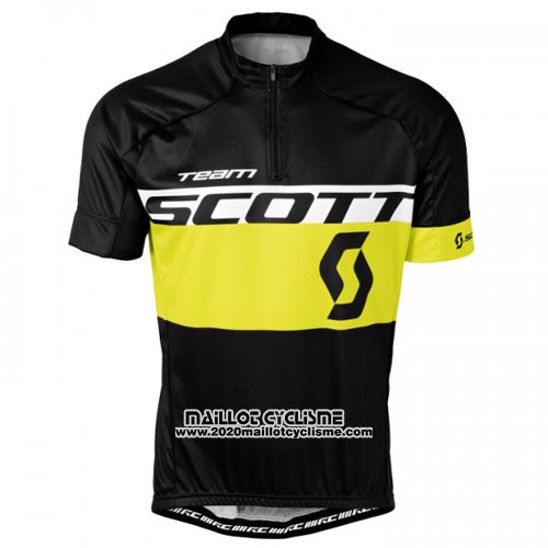 2016 Maillot Ciclismo Scott Jaune Noir Manches Courtes et Cuissard