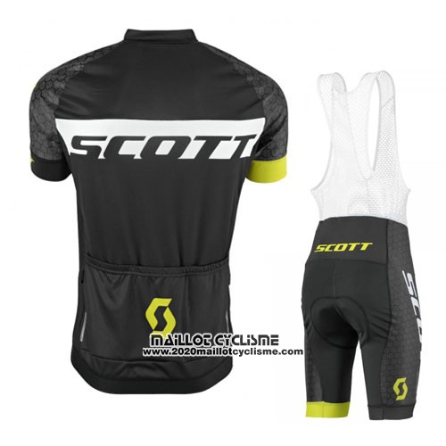 2016 Maillot Ciclismo Scott Noir Jaune Manches Courtes et Cuissard
