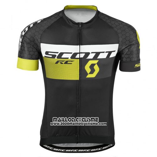 2016 Maillot Ciclismo Scott Noir Jaune Manches Courtes et Cuissard
