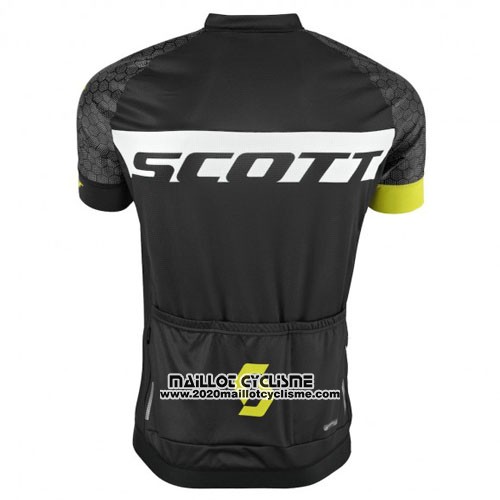 2016 Maillot Ciclismo Scott Noir Jaune Manches Courtes et Cuissard