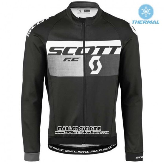 2016 Maillot Ciclismo Scott Noir et Blanc Manches Longues et Cuissard