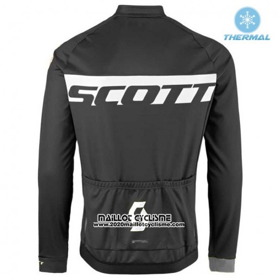 2016 Maillot Ciclismo Scott Noir et Blanc Manches Longues et Cuissard