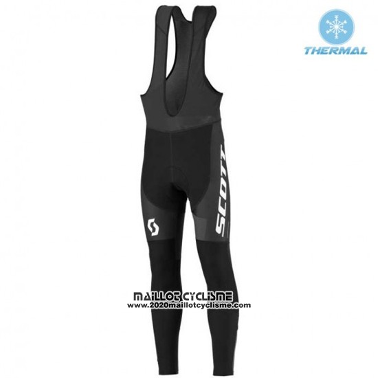 2016 Maillot Ciclismo Scott Noir et Blanc Manches Longues et Cuissard