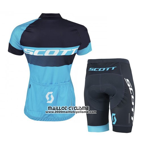 2016 Maillot Ciclismo Scott Noir et Bleu Manches Courtes et Cuissard