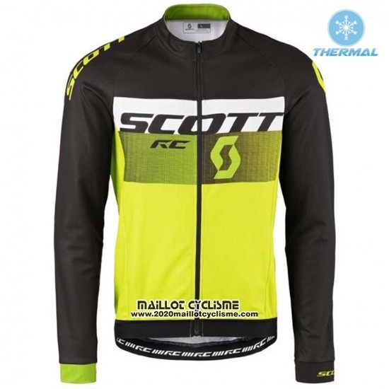 2016 Maillot Ciclismo Scott Noir et Brillant Vert Manches Longues et Cuissard