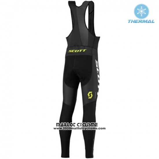 2016 Maillot Ciclismo Scott Noir et Brillant Vert Manches Longues et Cuissard